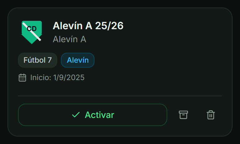 Tarjeta de un equipo que no es el abierto, con el botón «Activar».