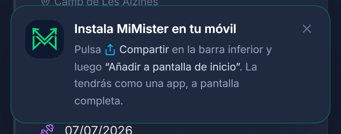 Aviso de instalación en iPhone con las instrucciones paso a paso.